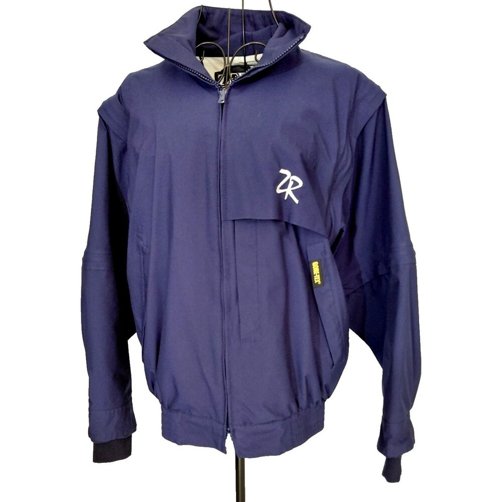 Zero Restriction Golf Jacket Womens Sz S Gore-Tex Removable Sleeves Navy Blue